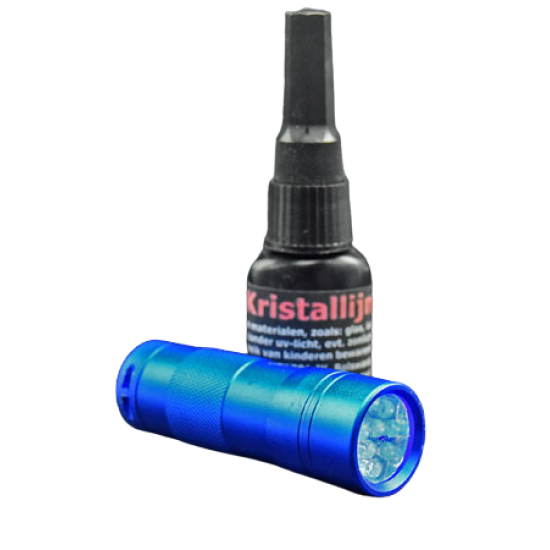 Kristallijm,UV-LIJM 10 gram plus UV-ZAKLAMPJE MET 12 LEDS